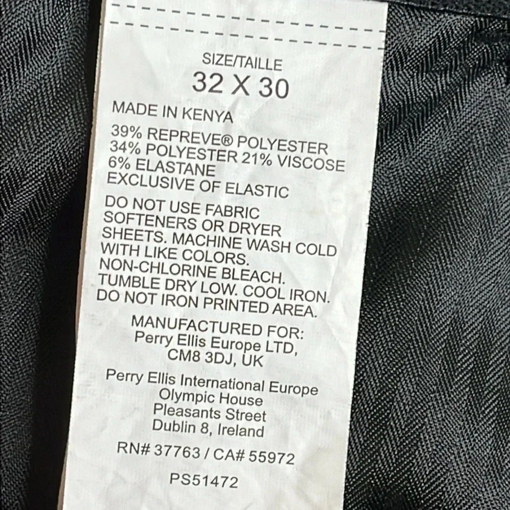 Perry Ellis Portfolio Flex Stretch waist grip black trouser pants, 32x30